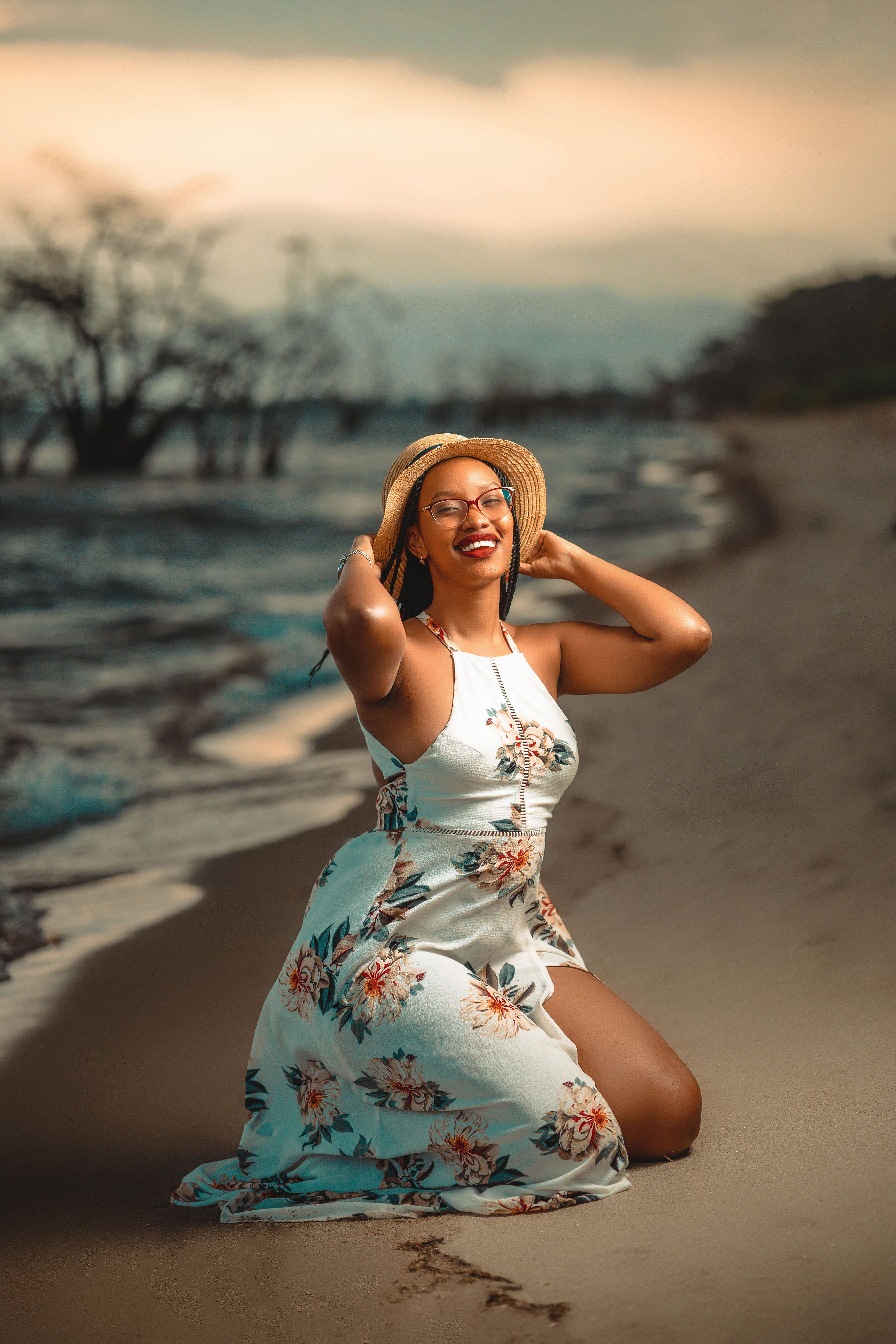 Golden hour beach portrait photography